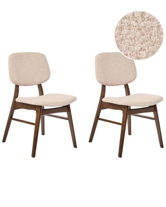 Beliani Conjunto de 2 sillas de comedor Madera Marr&oacute;n oscuro Beige