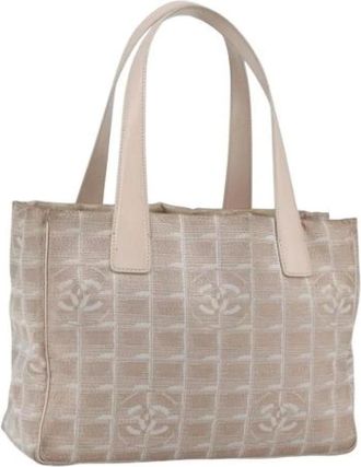Chanel Pre-owned Tote Bags, female, Beige, Size: ONE SIZE Pre-owned Nylon Tote Bag