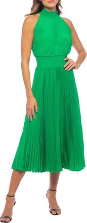Marina Rossini Pleated Midi Dress in Kelly Green at Nordstrom Rack, Size 10