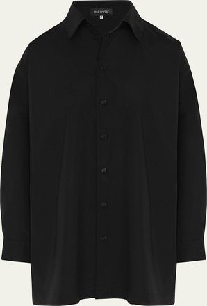 Eskandar Slim A-line Back Pleat Shirt With Collar (Long Plus Length)