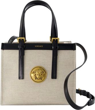 Versace Rivi&egrave;re Mini Canvas Tote - Bags - Mujer - Beige - ONE SIZE