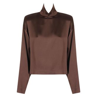 Federica Tosi Dames, Blouses & Shirts, Bruin, Maat: XS Satijn