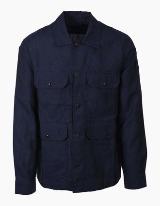 Belstaff Mens BELSTAFF FORGE LINEN JACKET DARK INK - Navy - Size: 40
