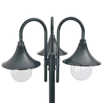 Berkfield Home Garden Post Light E27 220 cm Aluminium 3-Lantern Dark Green