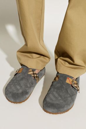 Burberry Urchin Slides, Mens, Grey