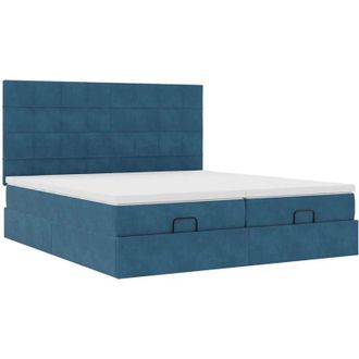 vidaXL Vidaxl - Estructura De Cama Otomana Colchones Terciopelo Azul Oscuro