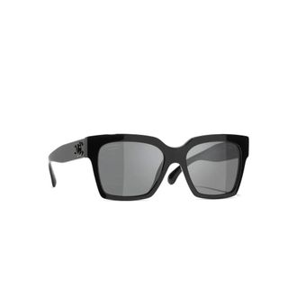 Chanel Square Sunglasses - female - Chanel - Sunglasses - Black - 54 MM - Accessories
