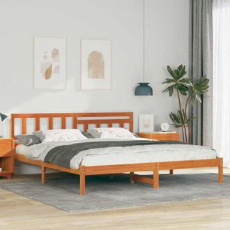 vidaXL Vidaxl - Estructura De Cama Con Cabecera Marr&oacute;n Cera 200 X 200 Cm