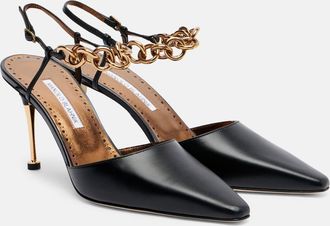 Manolo Blahnik Detana 90 leather slingback pumps