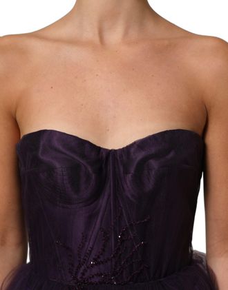 Dolce & Gabbana Womens Tiered Tulle Silk Dress Purple Nylon