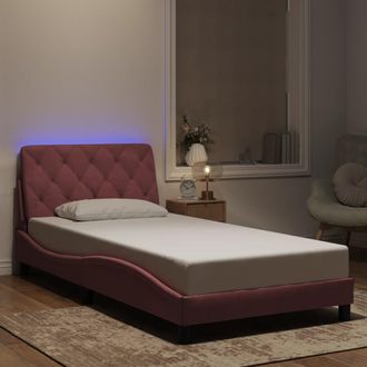 vidaXL Estructura De Cama Con Luces Led Terciopelo Rosa 100x200 Cm Vidaxl