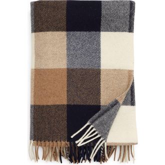 Pendleton Plaid Washable Wool Throw in Navy/camel at Nordstrom