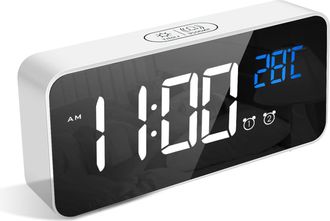 OEM Reloj Despertador Digital, Reloj Despertador Led Con Funci&oacute;n De Repetici&oacute;n, Puertos De Carga Usb, Blanco - Nazalus