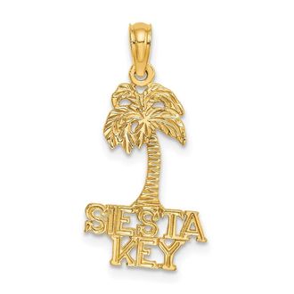 Diamond2Deal 14k Yellow Gold SIESTA KEY Palm Tree Charm Pendant