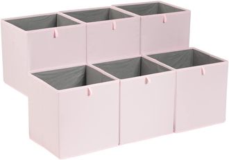 OEM Juego De 6 Cubos De Almacenamiento Plegables, De Tela, Color Rosa Peon&iacute;a, 33 X 38 X 33 Cm