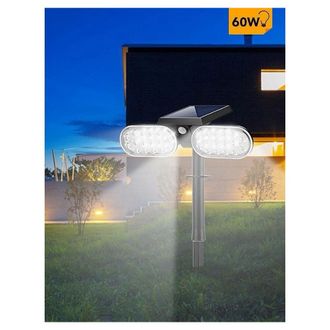 Trade Shop Trade Shop Traesio - Trade Shop - Faretto Doppio A Led Snodabile Ricaricabile Pannello Solare Picchetto Yh0518-pir