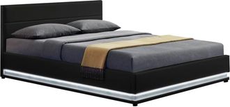 Concept Usine Estructura de cama negra con caja de almacenaje y LED 160 x 200 cm