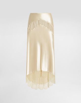 Dolce & Gabbana Silk Satin Skirt - Woman Skirts Beige Silk 38