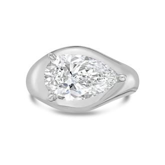 Diana M. Jewels 14KT WHITE GOLD LAB GROWN PEAR SHAPE DIAMOND FASHION RING WEIGHING 4.00 CTS TW
