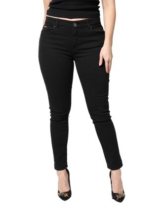 Dolce & Gabbana Womens Black Cotton Mid Waisted Skinny Denim Jeans Elastane Clothing