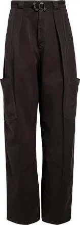 Sportmax Spigola Oversize Cotton Denim Barrel Leg Cargo Pants in Chocolate at Nordstrom, Size 12