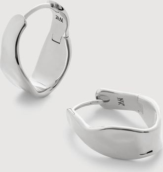 Monica Vinader Sterling Silver Wave Medium Hoop Earrings
