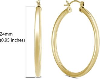 MAX + STONE 14k Yellow Gold 3MM Thick Tube Hoop Earrings