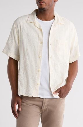 Corridor Stripe Seersucker Camp Shirt in White at Nordstrom, Size X-Large
