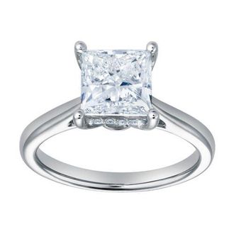 LuvMyJewelry Genoveva 14K White Gold Princess Cut Lab Grown Diamond Hidden Halo Engagement Ring - 2.2 Ct at Nordstrom, Size 8