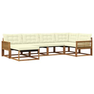 vidaXL Conjunto De Sof&aacute;s De Exterior Con Coj&iacute;n 6 Pcs Natural Y Crema Vidaxl