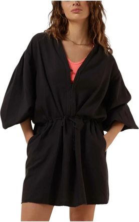 10 Days Tunic Dress Waffle Zwart - Dames - Korte kleedjes - Zwart - L - Kleedjes