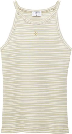 Filippa K monogram-embroidered striped organic cotton tank top - women - Organic Cotton - L - Neutrals