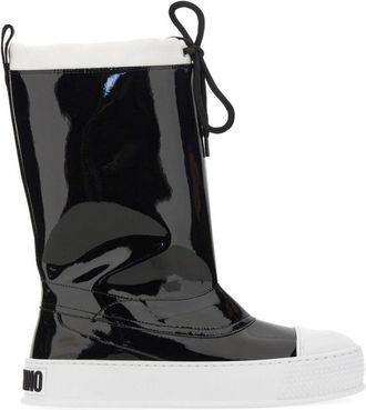 Moschino Glossy High-Shaft Boots With Contrasting Sole