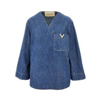 Valentino Denim blouse with V Gold detail Woman 40