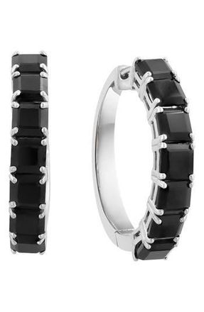 Effy Sterling Silver Onyx Hoop Earrings in Black at Nordstrom Rack