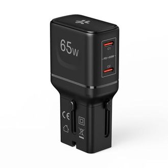 Celly Adaptador De Viaje Universal 65w Con Doble Usb-c, Compatible En M&aacute;s De 150 Pa&iacute;ses