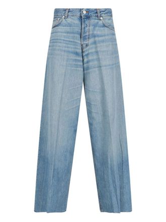 Haikure Blue Five Pocket Jeans With Logo Patch On The Back In Denim Woman