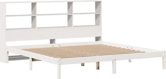 vidaXL Bookcase Bed without Mattress White 180x200 cm Super King Solid Wood Pine Vidaxl