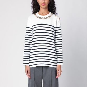 Valentino Ivory/navy striped jersey with embroidery