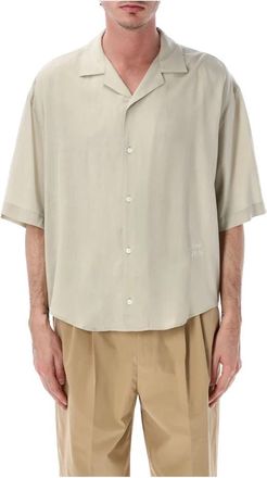 Ami Silk S/S Shirt - Heren - Korte mouwen Overhemden - Beige - L - Overhemden