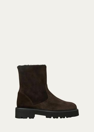 Aquatalia Eloise Shearling-Lined Suede Ankle Boots