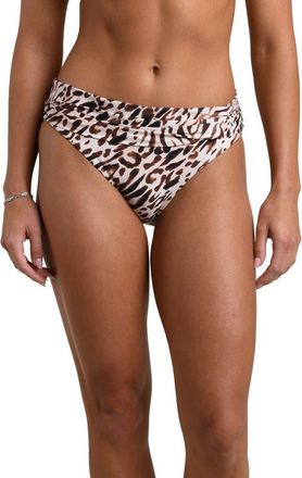 La Blanca Fierce Territory Leopard Print Hipster Bikini Bottoms in Taupe at Nordstrom, Size 10
