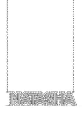 SHYMI Fluted Pave Outline Name Necklace in Silver at Nordstrom