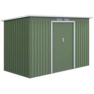 OUTSUNNY Cobertizo De Jard&iacute;n 280x130x172 Cm Base 3,2 M&sup2; Caseta Met&aacute;lica Para Almacenamiento De Herramientas Con 2 Puertas Base Y 2 Ventanas