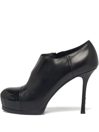 Saint Laurent Tribute leather boots - women - Patent Calf Leather/Calf Leather/Calf Suede/Calf Leather/Rubber - 37.5 - Black