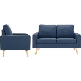 vidaXL vidaXL Set Divani 2 pz in Tessuto Blu
