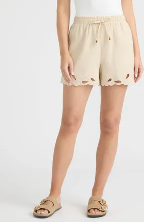 Ellen Tracy Womens Shorts with Embroidered Hem
