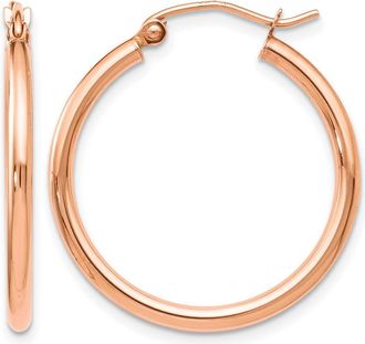 Diamond2Deal 14K Rose Gold 2x25mm Polished Round Hoop Earrings