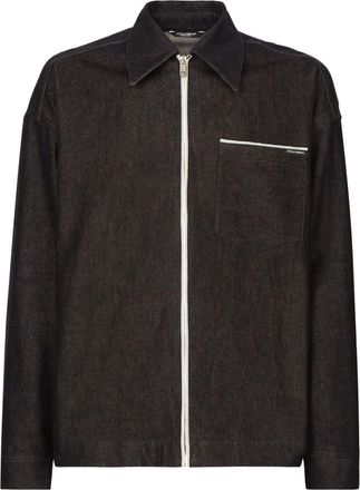 Dolce & Gabbana logo-print cotton jacket - men - Cotton - 56 - Black