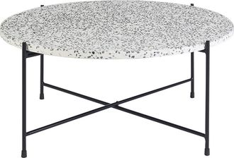 Miliboo Mesa Baja Redonda De Dise&ntilde;o En Terrazzo Y Metal Negro D81 Cm Mezzo